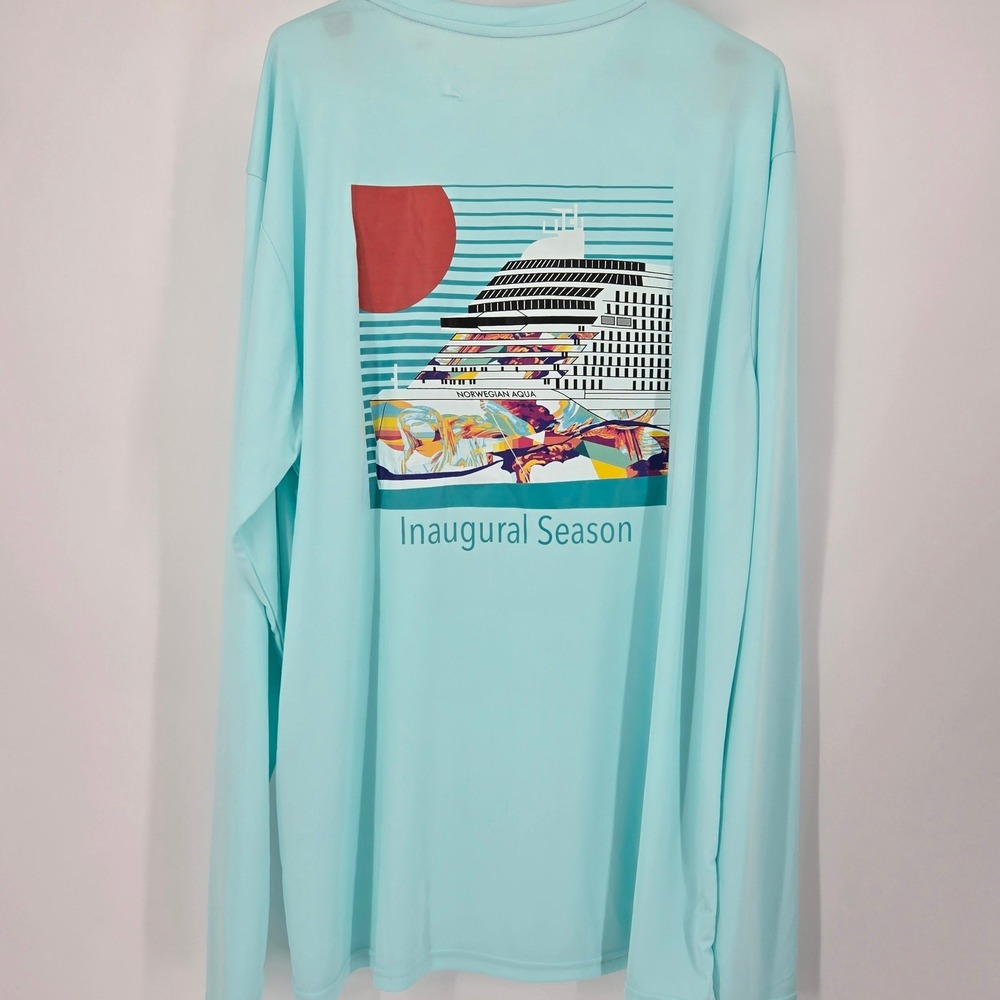 Norwegian Aqua Cruise Line Inaugural Season 2025 Sun Shirt Blue Mens 3XL Max